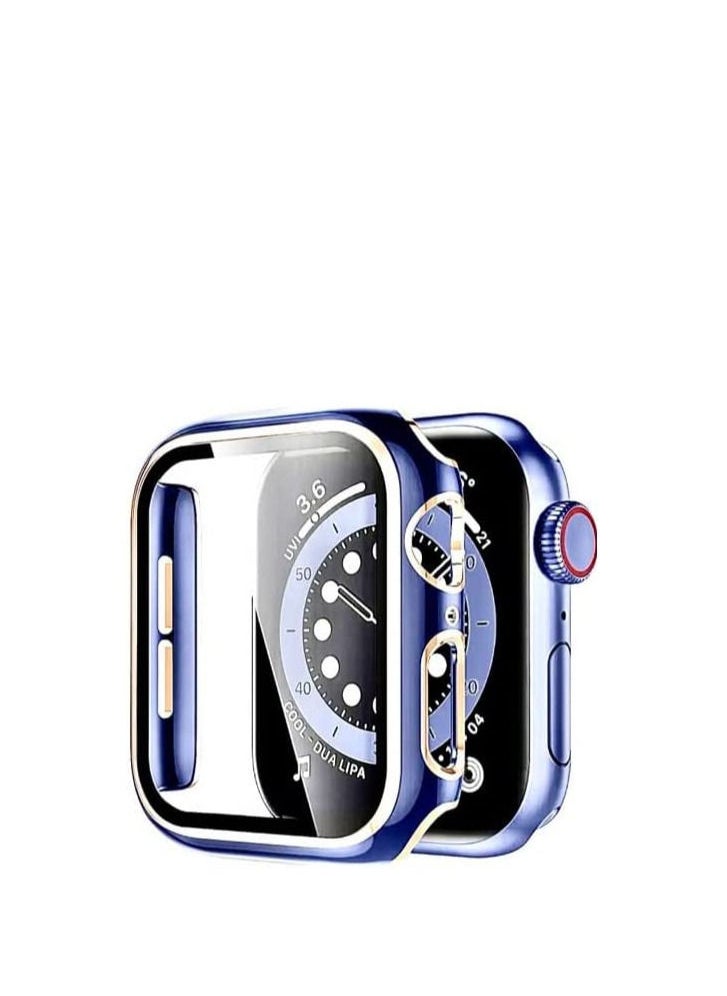 Watch - Ultra Slim Fit Hard Bumper Case for Women and Men for Apple Watch Series 7/8  41mm (Blue + Gold) - Image 1