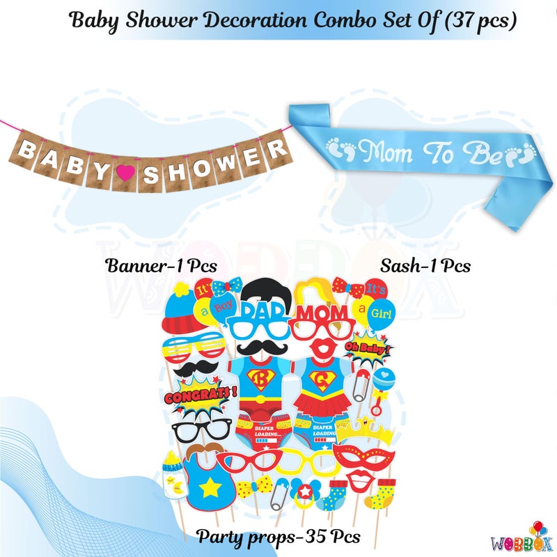 Wobbox Baby Shower Decoration Items| Baby Shower Ceremony Photo Booth Props for Photoshoot, Baby Shower Banner& Mom to Be Sash, Godh Bharai Ceremony Decoration Kit-(FP4799) - Image 2