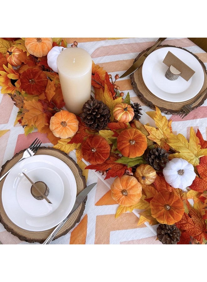 Winlyn وينلين 12 قطعة من اليقطين المزيف المخملي الصغير المتنوع باللون البرتقالي الصدئ والأبيض لتزيين حفلات الزفاف في الخريف والهالوين وعيد الشكر، مركز طاولة، مدفأة، ديكور مزرعة - Image 3