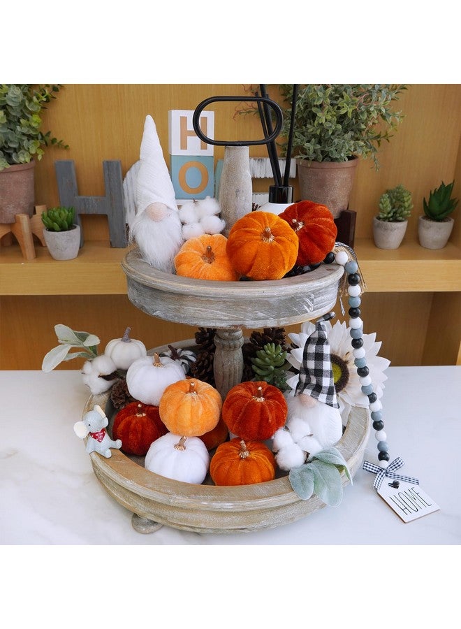 Winlyn وينلين 12 قطعة من اليقطين المزيف المخملي الصغير المتنوع باللون البرتقالي الصدئ والأبيض لتزيين حفلات الزفاف في الخريف والهالوين وعيد الشكر، مركز طاولة، مدفأة، ديكور مزرعة - Image 5