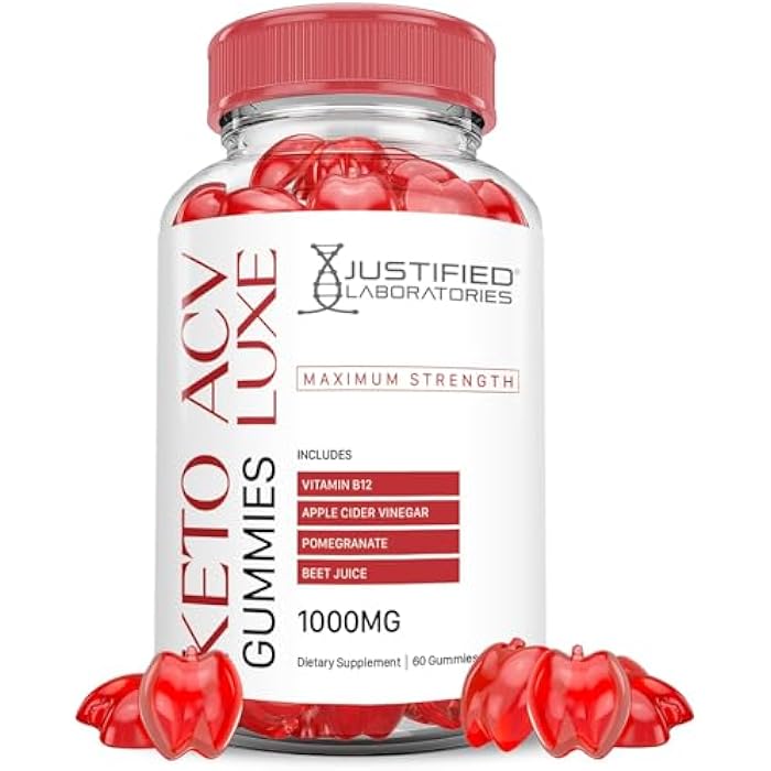 Justified Laboratories Luxe Keto ACV Gummies Advanced Formula 1000MG Luxe Keto Gummies Apple Cider Vinegar Formulated with Pomegranate Beet Juice Powder B12 Vegan Non GMO 60 Gummys - Image 1