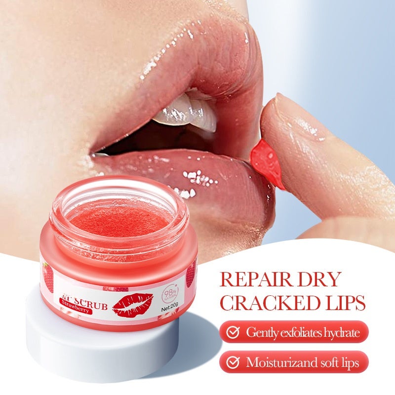 Lip Scrub, Autumn and Winter Moisturizing Lip Scrub (Strawberry Lip Scrub, 20g) - Image 3