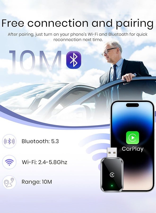 ديقيساند محول كاربلاي لاسلكي لأجهزة آيفون، يحول كاربلاي السلكي إلى لاسلكي، محول 2 في 1 سهل الاستخدام لنظامي أندرويد أوتو وكاربلاي، متوافق مع نظامي iOS 10 وأندرويد 11 والإصدارات الأحدث، للسيارات المزودة بنظام كاربلاي مدمج (فضي) - Image 5