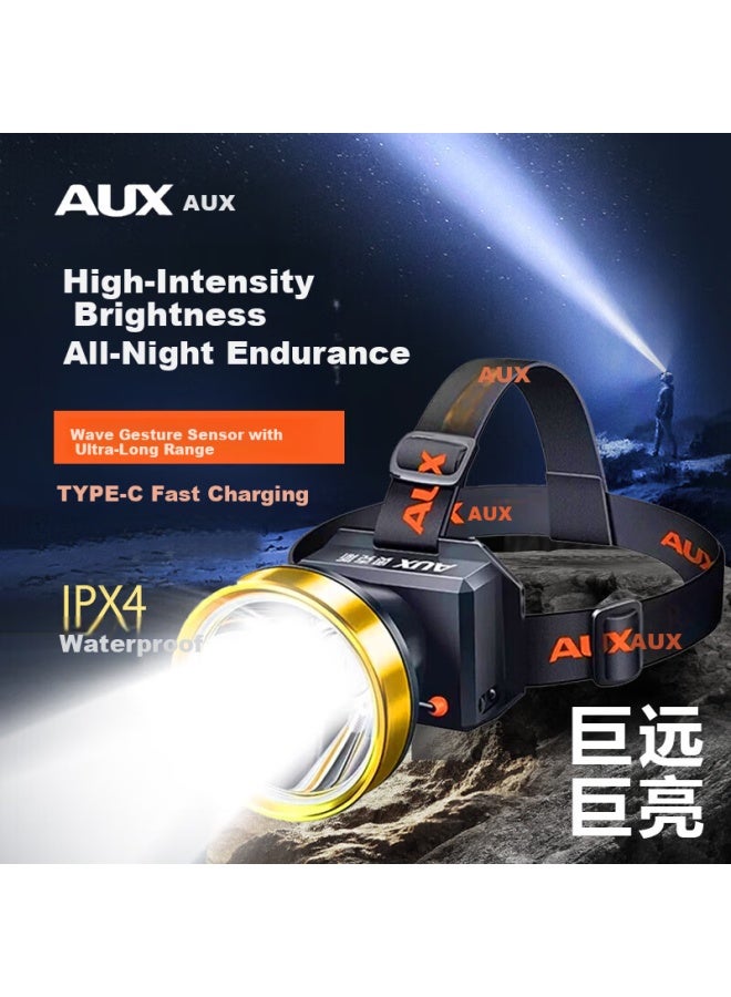 Aux Ultra-bright Sensor Headlamp Rechargeable Head-worn High-power Fishing Mining Outdoor Survival Work Light With Long Battery Life - Image 3