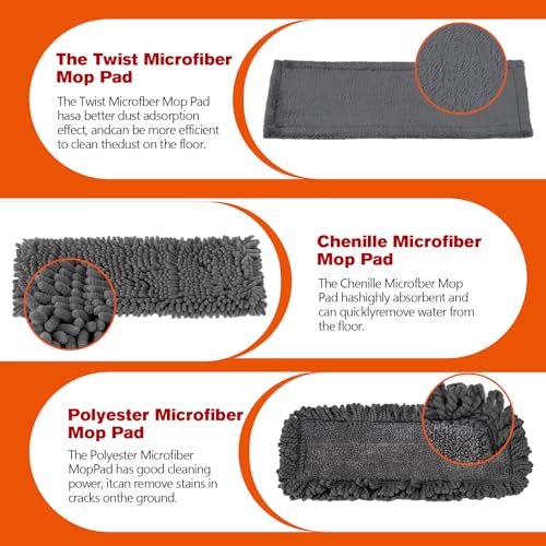 Conliwell Dust Mop for Floor Cleaning with 3 Washable Pads and 55 Long Stainless Steel HandleMicrofiber Mop for Hardwood Floors Tile Marble Floors Dust Mop - Image 3