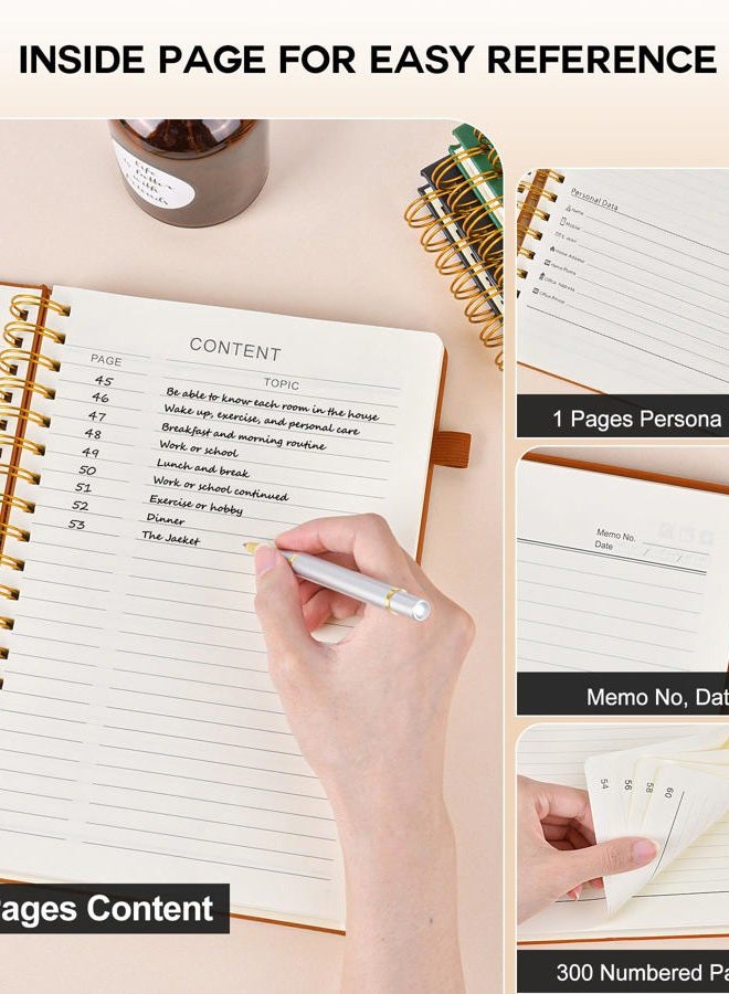 PERCUN Spiral Notebook Journal for Women Men, 300 Numbered Lined Pages, College Ruled, A5 Hardcover Spiral Bound Notebook for School, Work, Note Taking Writing, Leather Spiral Journal Medium 5.9"x8.5" - Image 5