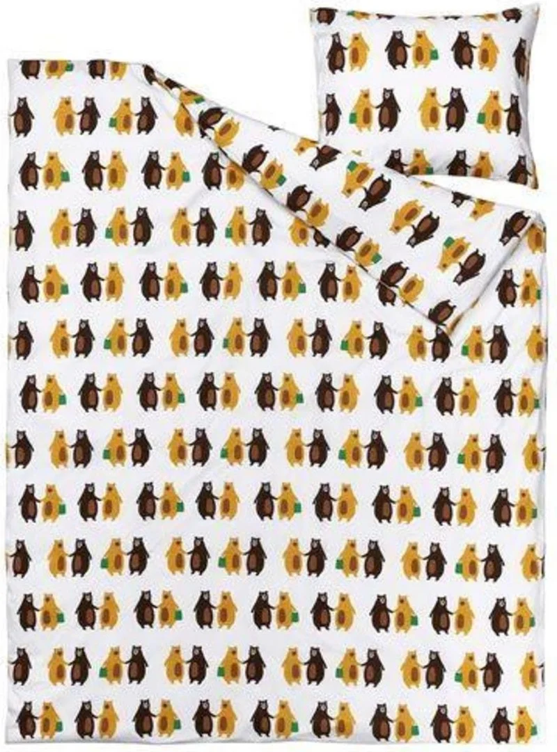 Ikea Children's Duvet Cover Set Single Meridyendukkan 150X200/50X60 cm White-Teddy Bear Patterned Colorful Duvet Cover