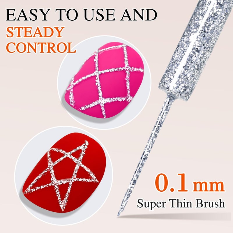 Double Rhythm 15 Ml Metallic Gel Liner Nail Art Bronze Mirror Chrome Painted Drawing Stripper 3D Effect Gel Polish (Glitter Silver-L1001) - Image 2
