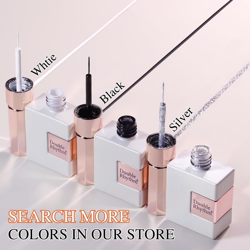 Double Rhythm 15 Ml Metallic Gel Liner Nail Art Bronze Mirror Chrome Painted Drawing Stripper 3D Effect Gel Polish (Glitter Silver-L1001) - Image 4