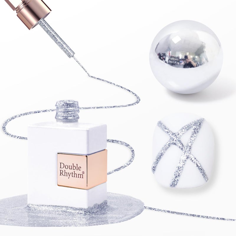 Double Rhythm 15 Ml Metallic Gel Liner Nail Art Bronze Mirror Chrome Painted Drawing Stripper 3D Effect Gel Polish (Glitter Silver-L1001) - Image 1