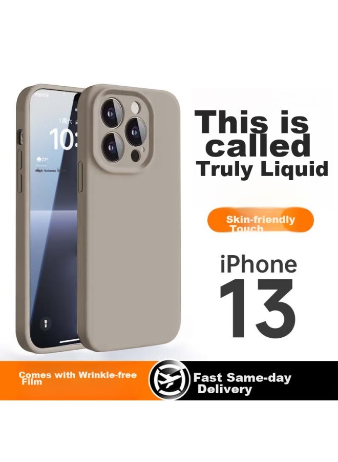 Divi Phone Case For Apple Iphone 13 Pro, Liquid Silicone Skin-friendly Full Camera Protection Shockproof Anti-scratch Case For Men And Women, Gray - Image 1