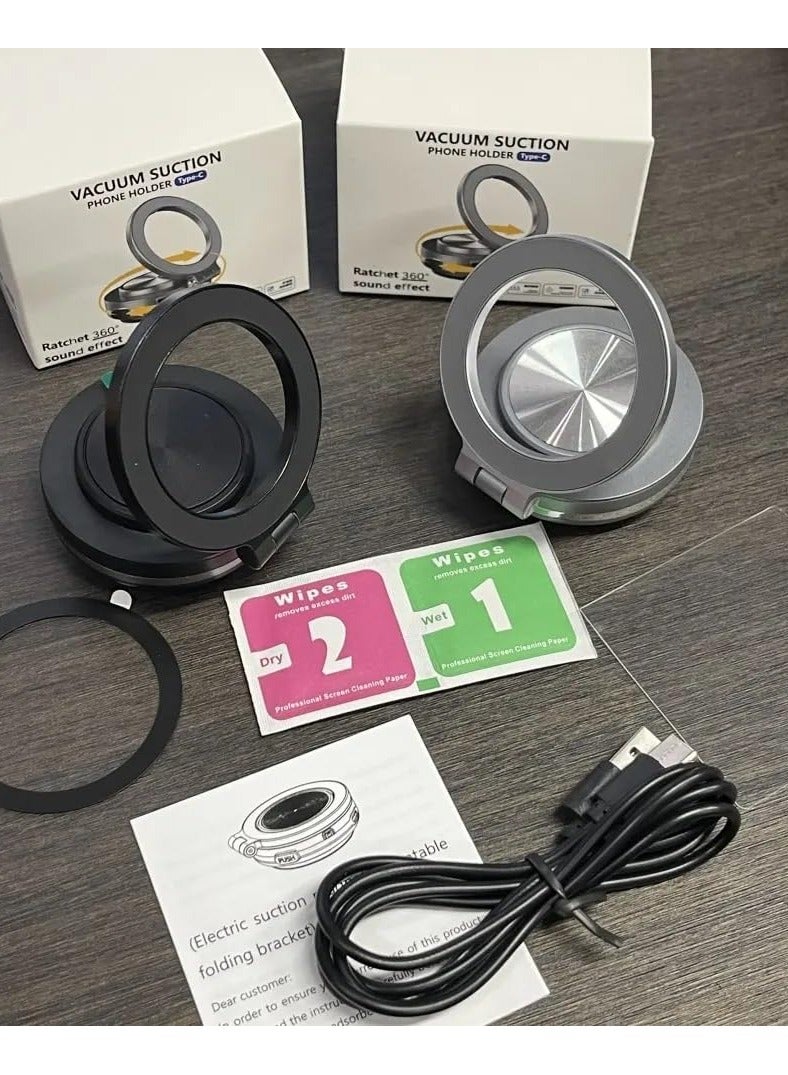 Adak Universal 360° Rotatable Car Dashboard Mobile Phone Holder, Adjustable Stand with Rubber Anti-Slip Mat| Foldable Vacuum Suction Car Bracket (Grey) - Image 4