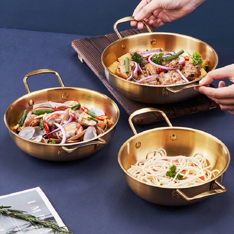 3pcs Golden Stainless Steel Hot Pot Set For Induction Cooktops Ramen Cookware - Image 3
