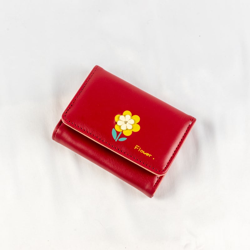 محفظة وحاملة بطاقات جلد مارون تحتوي على جيوب متعددة للنقود والبطاقات - Image 1