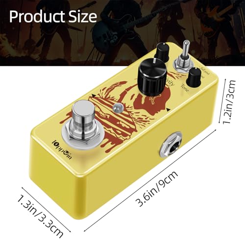 IOppWin Optical Compressor Pedal for Electric Guitar & Bass, Classic Analog Comp Effect with Smooth Attack & Decay, True Bypass, Mini Size Metal Housing (Yellow) - Image 2