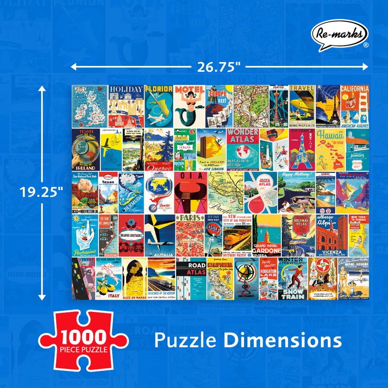 Re-marks Travel Atlas Retro 1000-Piece Jigsaw Puzzle for All Ages - Image 3