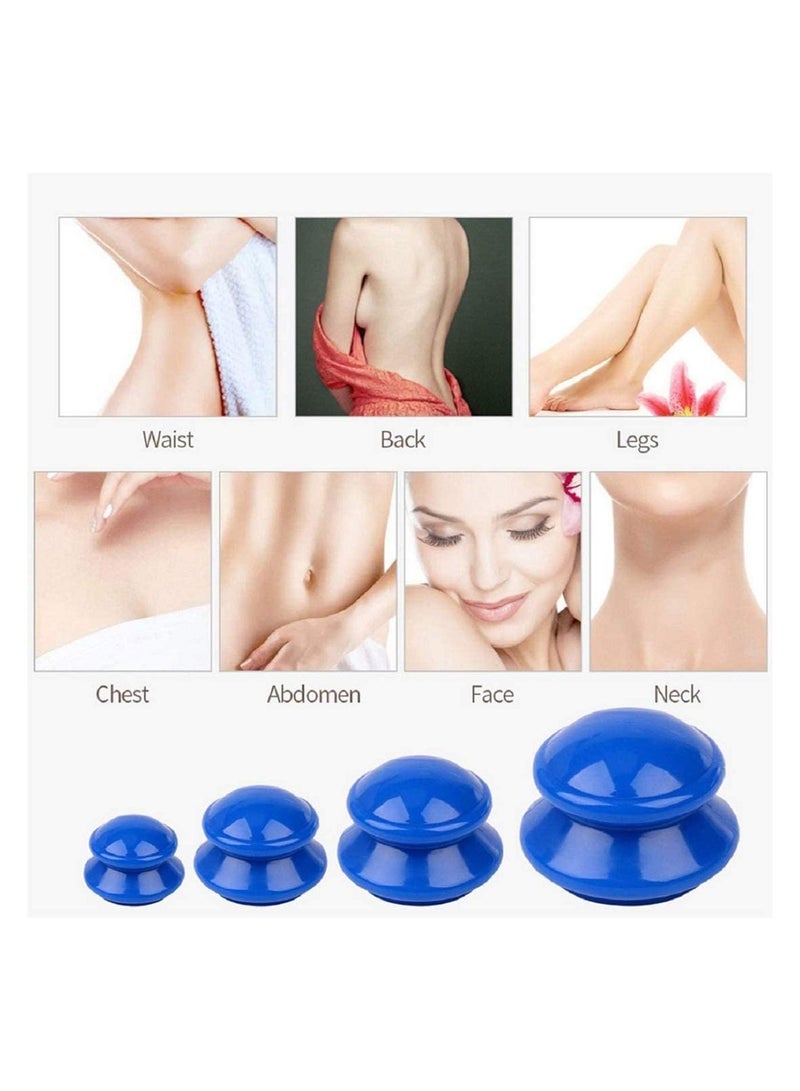 مجموعة علاج الحجامة - 4 قطع اكواب تفريغ هواء مختلفة الحجم للتدليك والوخز بالابر والسيلوليت وتخفيف الام العضلات والتعافي من الاصابات - Image 2