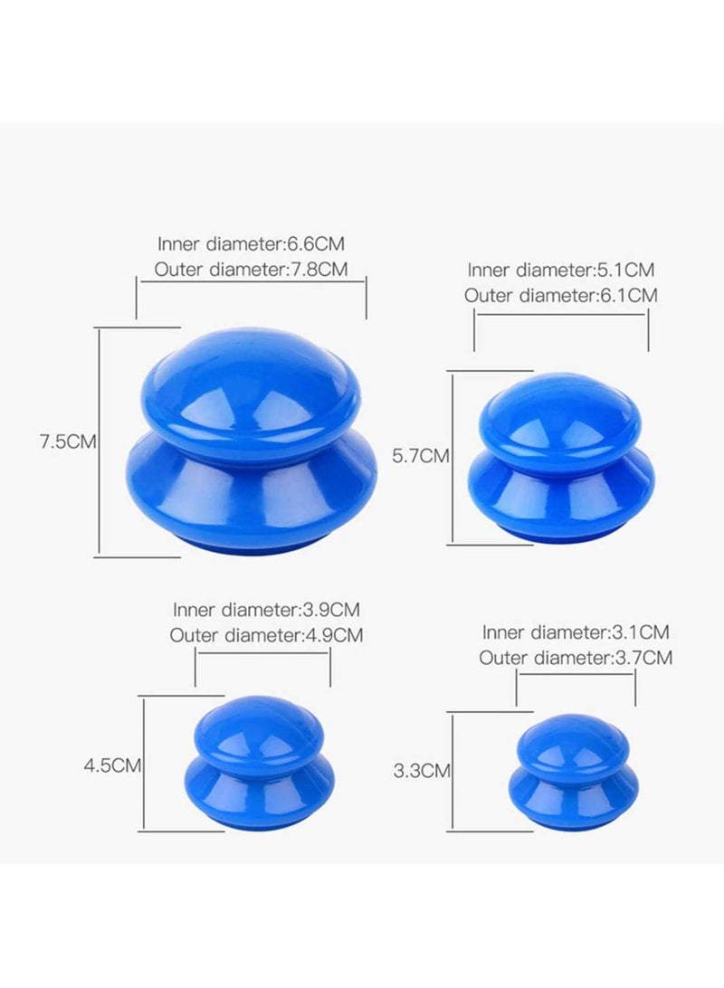 مجموعة علاج الحجامة - 4 قطع اكواب تفريغ هواء مختلفة الحجم للتدليك والوخز بالابر والسيلوليت وتخفيف الام العضلات والتعافي من الاصابات - Image 4