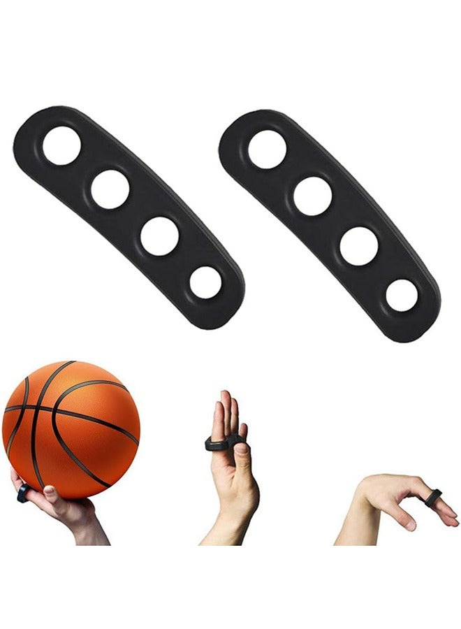 Generic 2 Pcs Basketball Shooting Trainer Aid, High elasticity Silica Gel Finger Training Equipment, Basketball Trainer for Youth and Adult (Black)  - Image 1