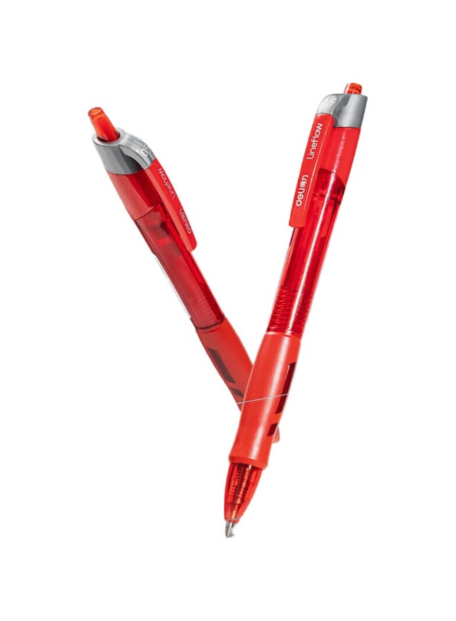 Deli Smooth Gel Pen, 0.5Mm Bullet Tip, Retractable, Office Supplies, Red, 12 Pens/Box, S08 - Image 1