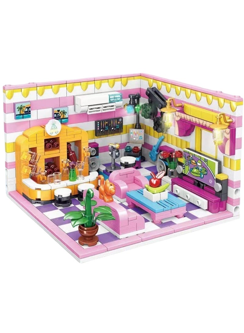 Mini Living Room, Small House Street View Set Building Block Toys, Educational Assembly Model Gifts For Children - Image 1