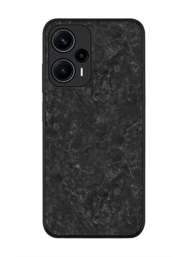 Stylizedd Rugged Black edge case for Xiaomi Poco F5 5G / Xiaomi Redmi Note 12 Turbo 5G Slim fit Soft Case Flexible Rubber Edges Anti Drop TPU Gel Thin Cover - Marble Texture Black - Image 1