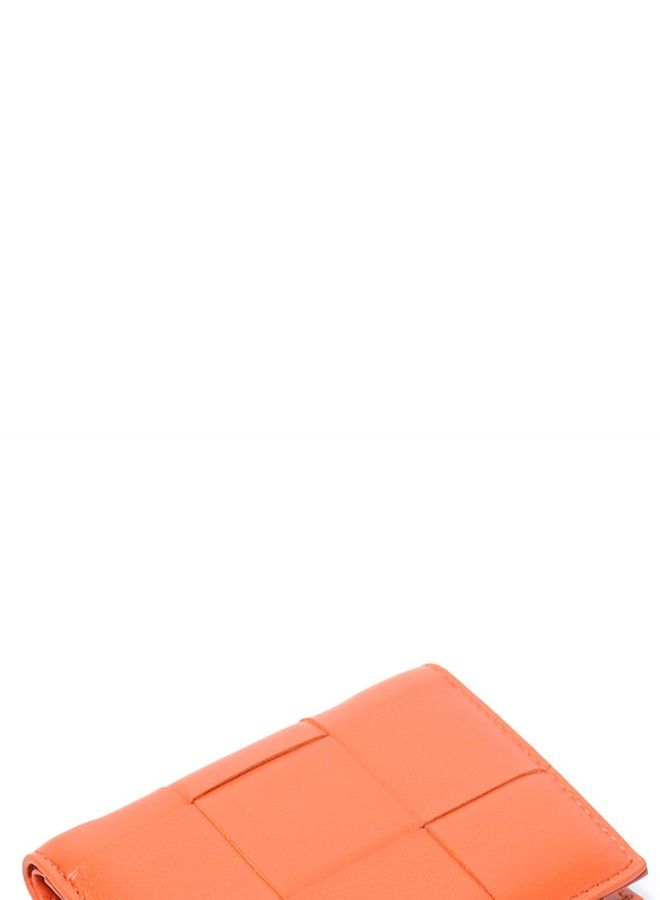 Loquat Leather Hand-Woven Two-Fold Wallet Orange  - Image 3