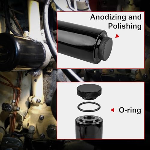 YEYETUO Coolant Overflow Tank, 800ml Aluminum Radiator Overflow Tank, Black Coolant Radiator Reservoir for Cars - Image 4