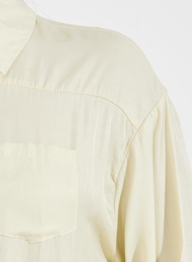 Styli Solid Elasticated Hem Relaxed Fit Blouson Shirt - Image 3