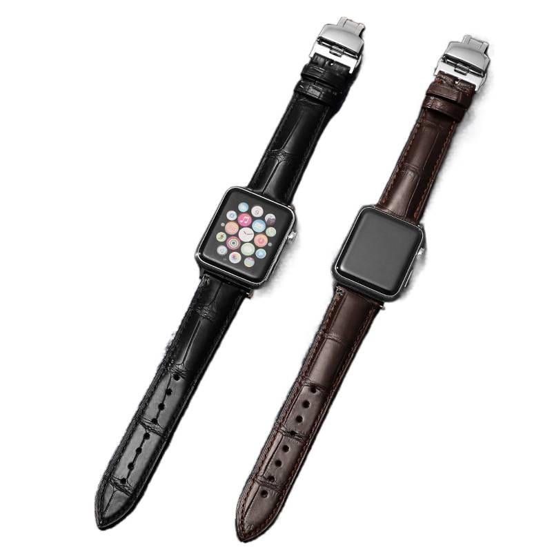 سوار ساعة ذكية باللون أسود قابل للتعديل سوار جلدي كلاسيكي متوافق مع Apple Watch 38/40/41/42/44/45/49mm بملاءمة قابلة للتعديل وحزام بديل - Image 1