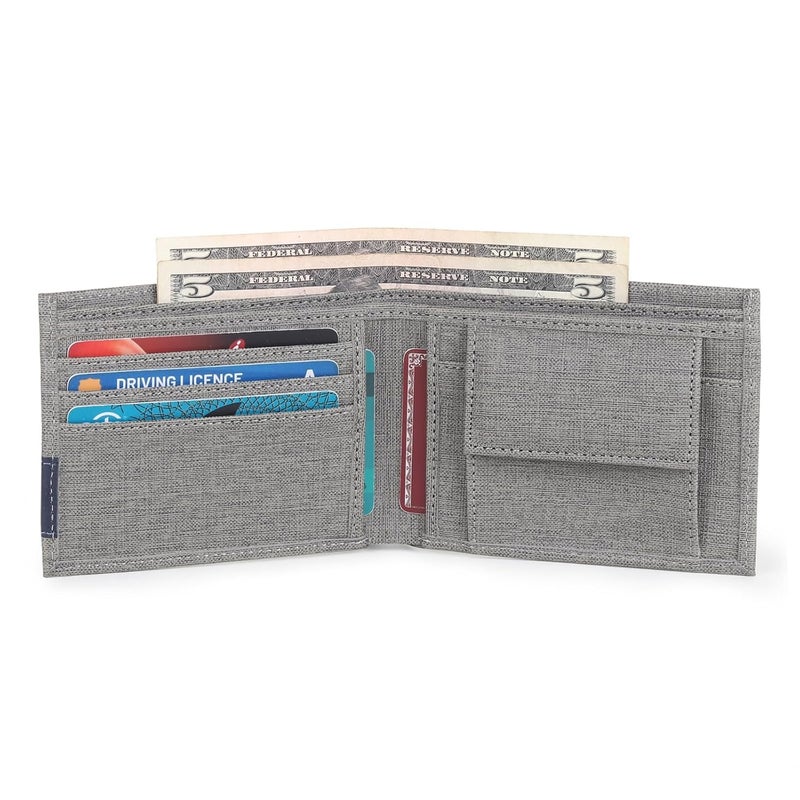 SAMTROH Grey & Blue Embellished PU Leather Wallet for Men | 3 Card Slots | 2 Currency & Secret Compartments | 1 Coin Pocket - Image 2