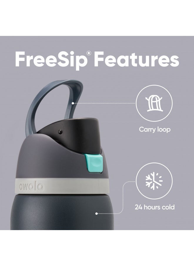 Owala Owala FreeSip Insulated Stainless Steel Water Bottle with Straw for Sports and Travel, BPA-Free, 24oz, Foggy Tide  - Image 2