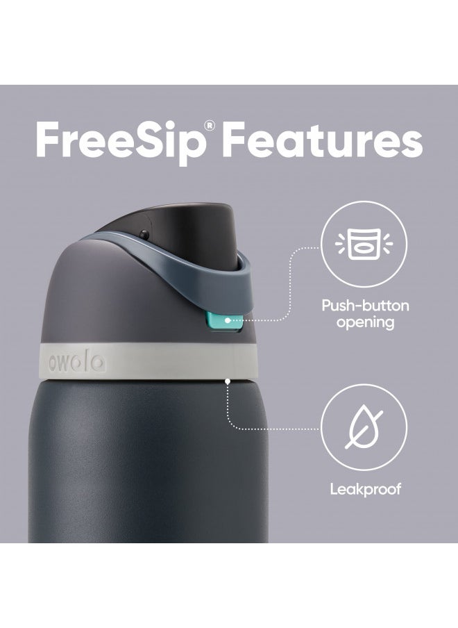 Owala Owala FreeSip Insulated Stainless Steel Water Bottle with Straw for Sports and Travel, BPA-Free, 24oz, Foggy Tide  - Image 3