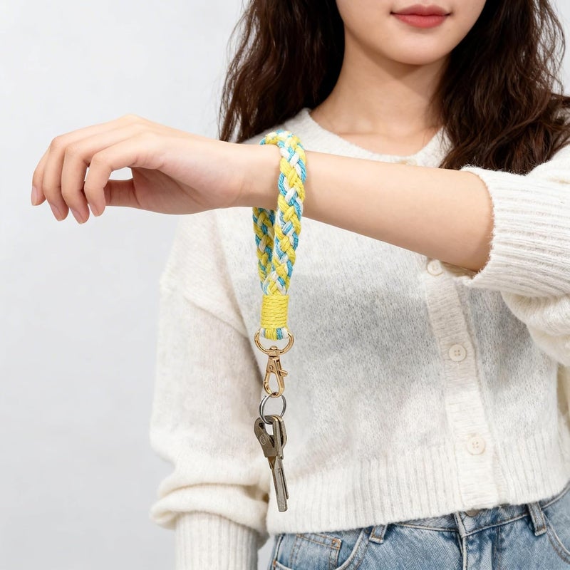 Moydolo Macrame Boho Keychain Bracelet Holder Handmade Keychain Wristlet Key Chain Wrist Lanyard for Women Girls - Image 3