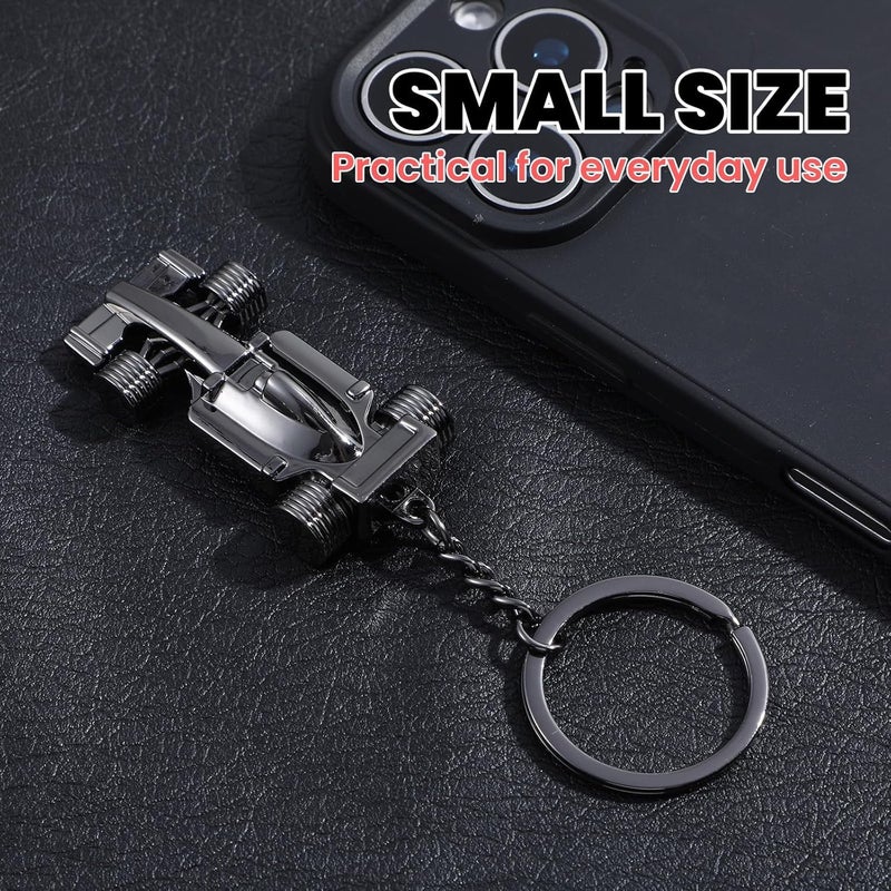 SQUISHCO 2Pcs F1 Keychain, Key chain for car, Durable F1 Keychain for Men, Unique F1 Car Key Chain Gifts for Racing Enthusiasts, Car Accessories for Daily Use (Black and White) - Image 5