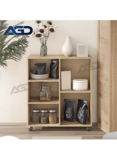 AGD Multifunctional Coffee Corner Storage Cabinet with Open Storage Shelves, Perfect for Home Office or Kitchen, Brown  - Image 1