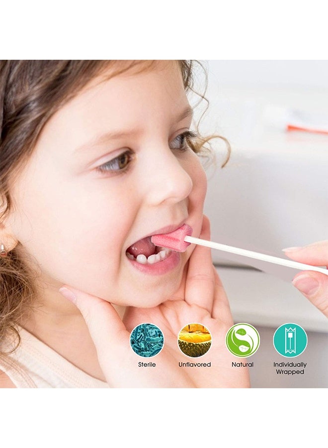 100 قطعة من أعواد السحب الفموية القابلة للتصرف، مصنوعة من الإسفنج، غير منكهة، معقمة، لأغراض تنظيف الفم، مجموعة فرشاة أسنان للسفر، للتنزه والتخييم، ملحقات السفر بحجم 15 × 20 × 3.5 سنتيمتر - Image 2