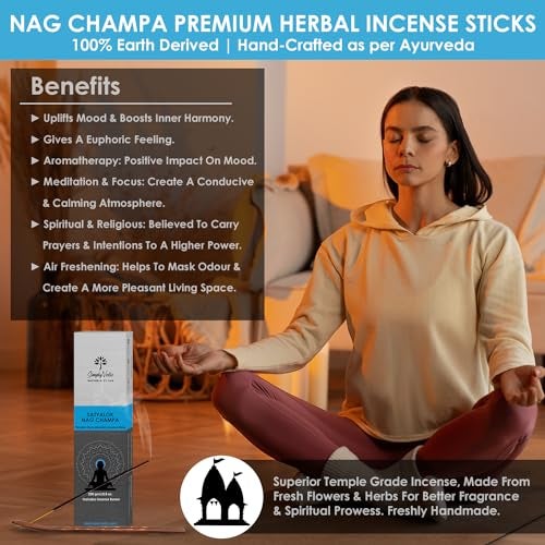 Simply Vedic Nag Champa Incense Sticks 250g with Holder – 135 Hand-Rolled Natural Agarbatti – No Charcoal, Long-Lasting Aromatherapy for Yoga, Meditation, Relaxation, Spiritual Healing, Pooja, Home - Image 2