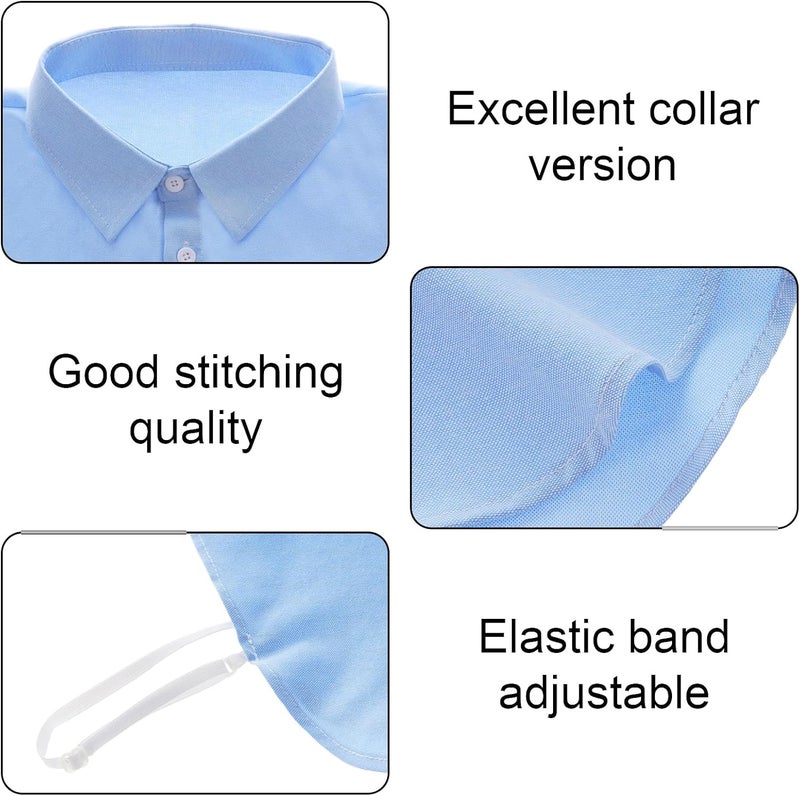 Detachable Dickey Collar: Blue+White, Adjustable Fit, Faux Shirt Collar - Versatile Layering Piece for Women’s Wardrobe Styling - Image 2
