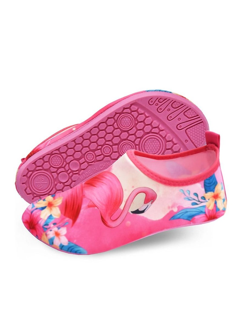 Loquat 2023 Men's and Women's New Color Matching Adult Fitness  Beach Diving Shoes Pink Flamingos