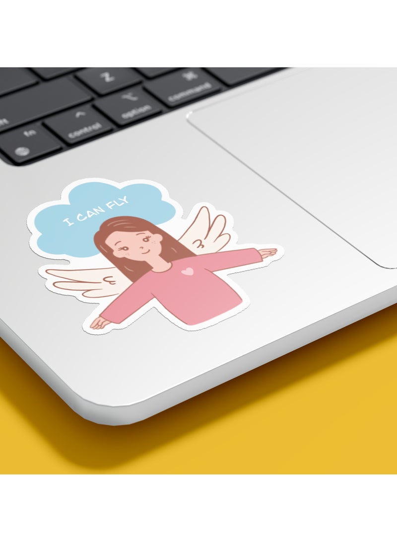 Boomah Accessories 1-Piece Creative Motivation Girl Power Waterproof Vinyl Stickers, I can Fly,  for Laptop , Mobile , Mug , Skateboard , Guitar for kids, adult , girls, nursery 8x6cm - Image 1