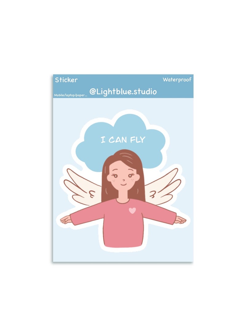 Boomah Accessories 1-Piece Creative Motivation Girl Power Waterproof Vinyl Stickers, I can Fly,  for Laptop , Mobile , Mug , Skateboard , Guitar for kids, adult , girls, nursery 8x6cm - Image 2