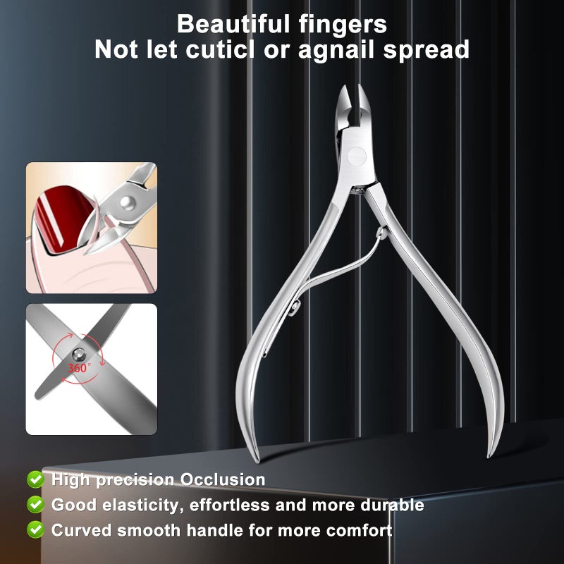 Andrea Manicure Set Professional Set Nail Clippers Pedicure Kit-30 Pieces Stainless Steel Manicure Kit, Grooming Kit Nail Care Tools with Luxurious Travel Case Silver - Image 5