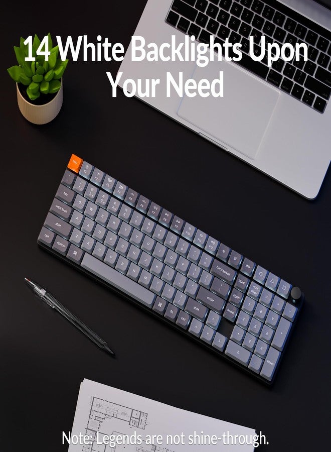 Keychron K17 Max 96% Layout QMK/Launcher Ultra-Slim Wireless/Type-C Wired Mechanical Keyboard with White LED Backlit, Low-Profile Gateron Mechanical Brown Switch Compatible with Mac Windows Linux - Image 5