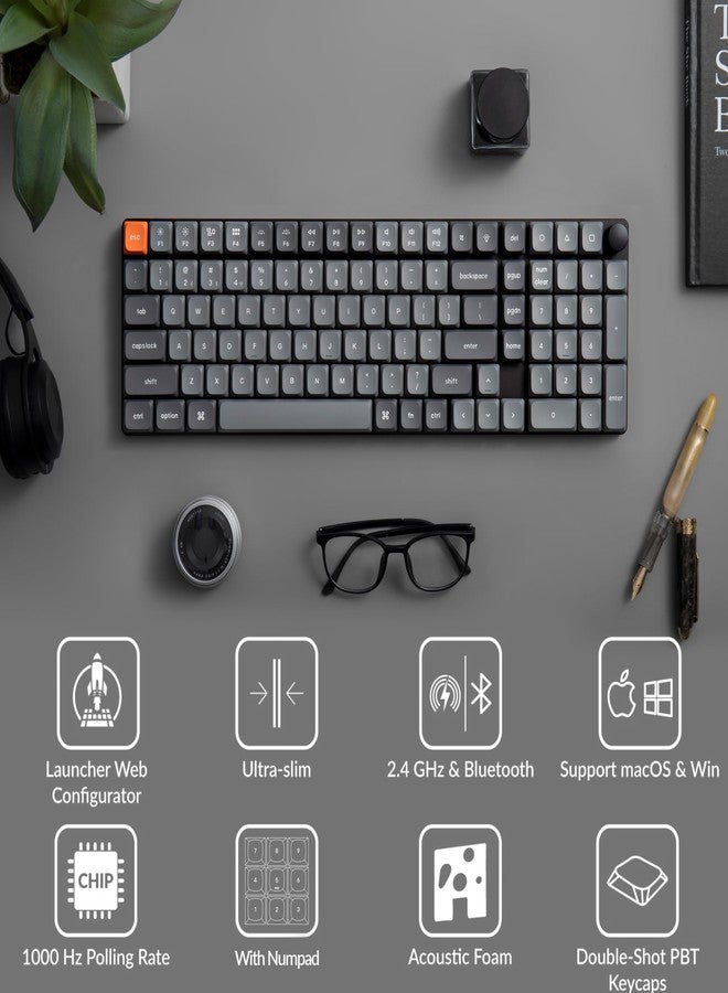 Keychron K17 Max 96% Layout QMK/Launcher Ultra-Slim Wireless/Type-C Wired Mechanical Keyboard with White LED Backlit, Low-Profile Gateron Mechanical Brown Switch Compatible with Mac Windows Linux - Image 2