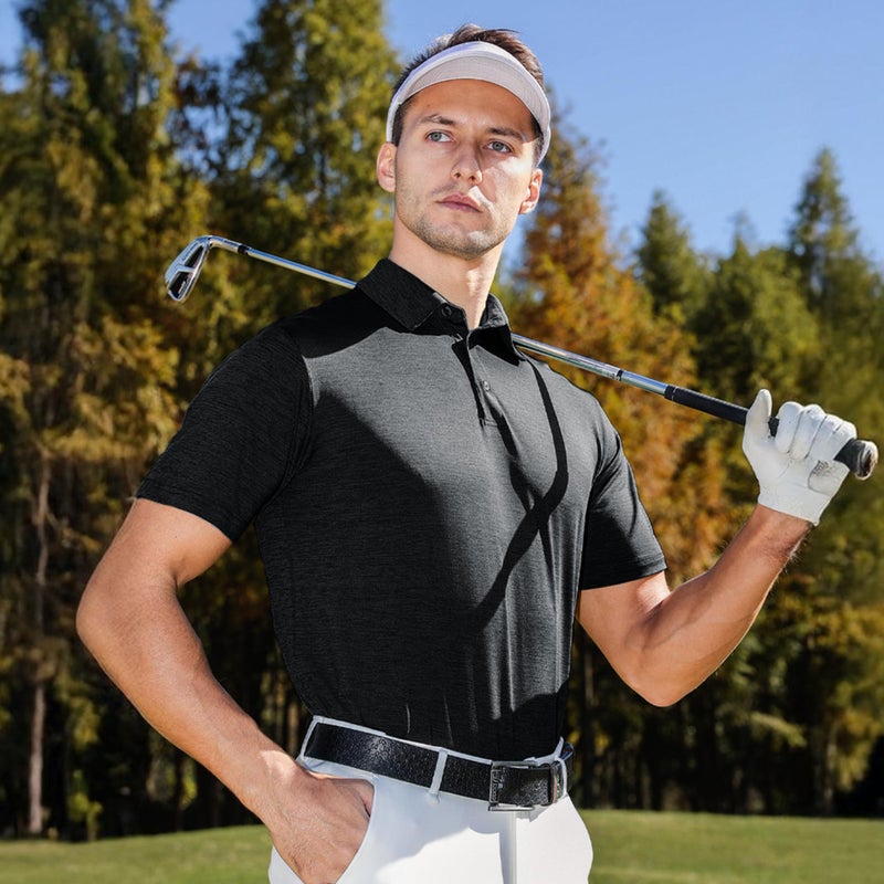 BOOJO 5 Pack Polo Shirts for Men - Quick Dry Moisture Wicking Performance Short Sleeve Mens Golf Shirts for Work Athletic - Image 2