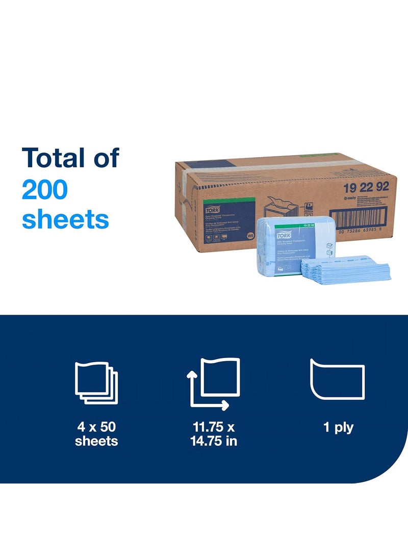 Tork Tork Odor Resistant Foodservice Cleaning Towel Blue W8 ZFolded 4 x 50 Cloths 192292  - Image 3
