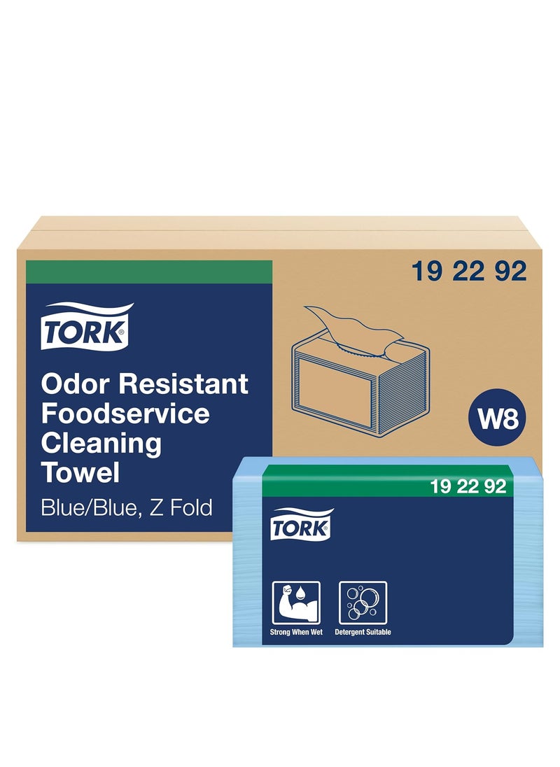 Tork Tork Odor Resistant Foodservice Cleaning Towel Blue W8 ZFolded 4 x 50 Cloths 192292  - Image 1