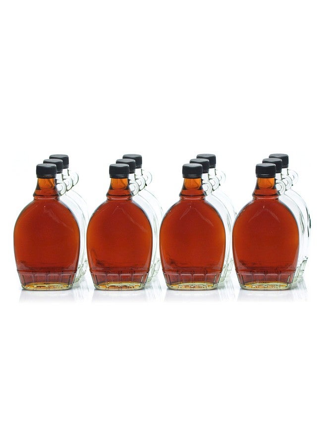 North Mountain Supply 12 Ounce Glass Maple Syrup Bottles with Loop Handle & Black Plastic Tamper Evident Lids - Case of 12 - Image 2