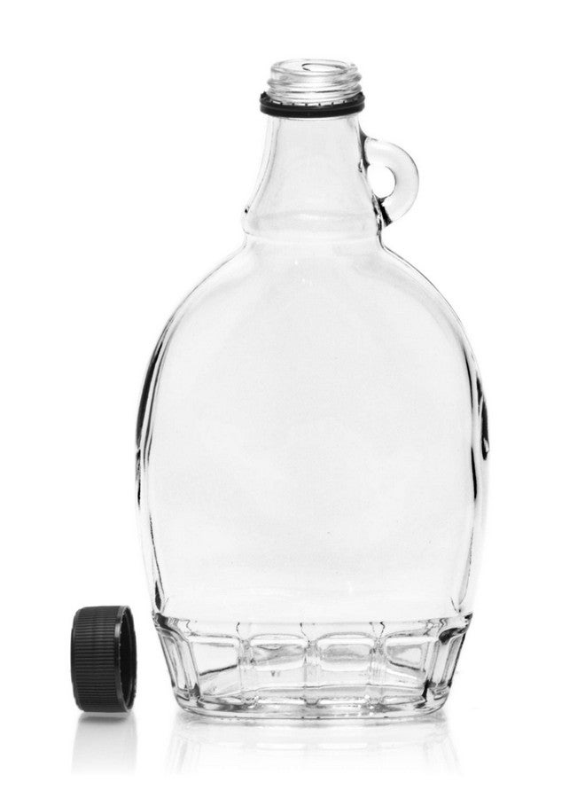 North Mountain Supply 12 Ounce Glass Maple Syrup Bottles with Loop Handle & Black Plastic Tamper Evident Lids - Case of 12 - Image 4